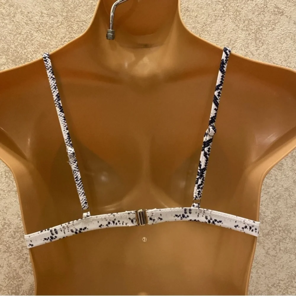 SHEIN Black and White Snake Print Bikini Top
